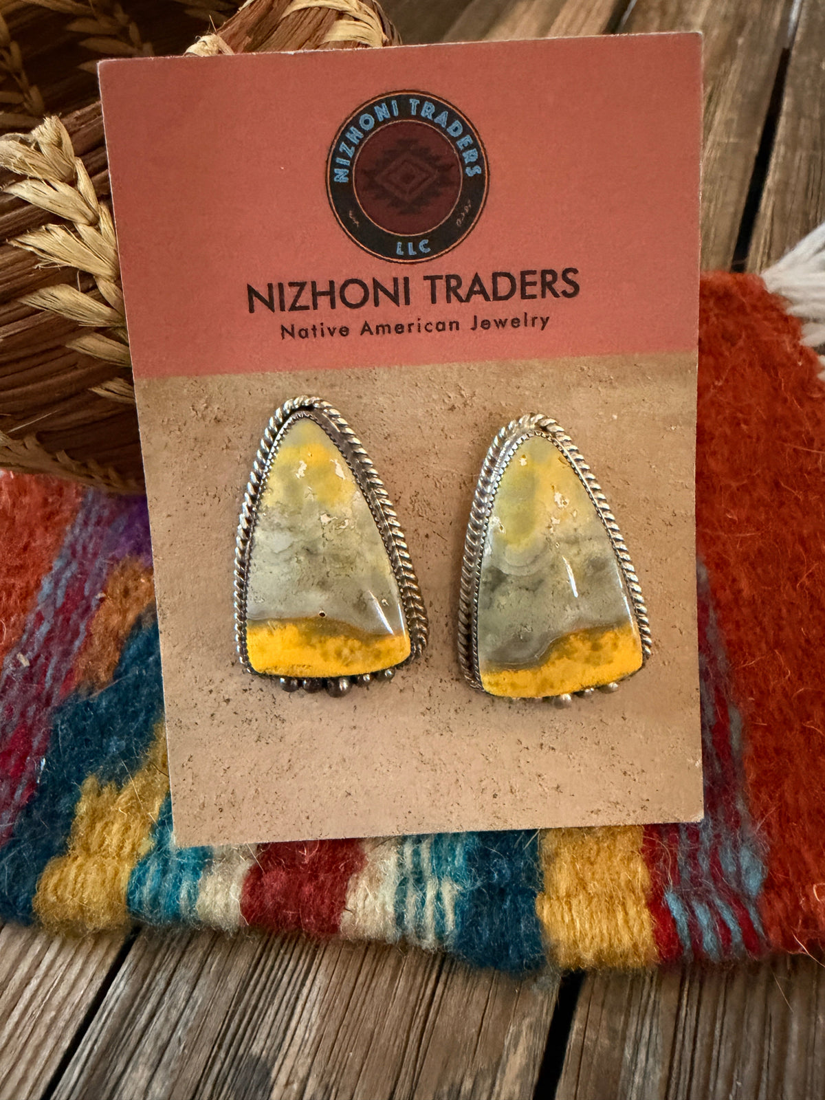 Handcrafted Bumblebee & Sterling Silver Post Earrings