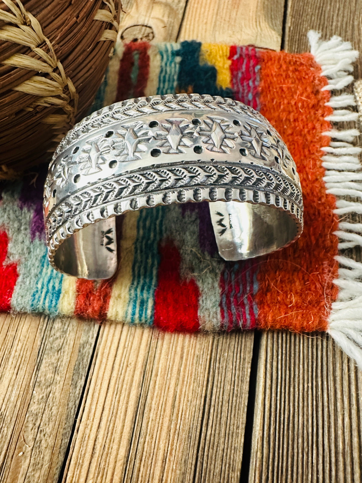 Handcrafted Old Pawn Sterling Silver Cuff Bracelet