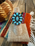 Handcrafted Kingman Turquoise & Sterling Silver Adjustable Cluster Ring