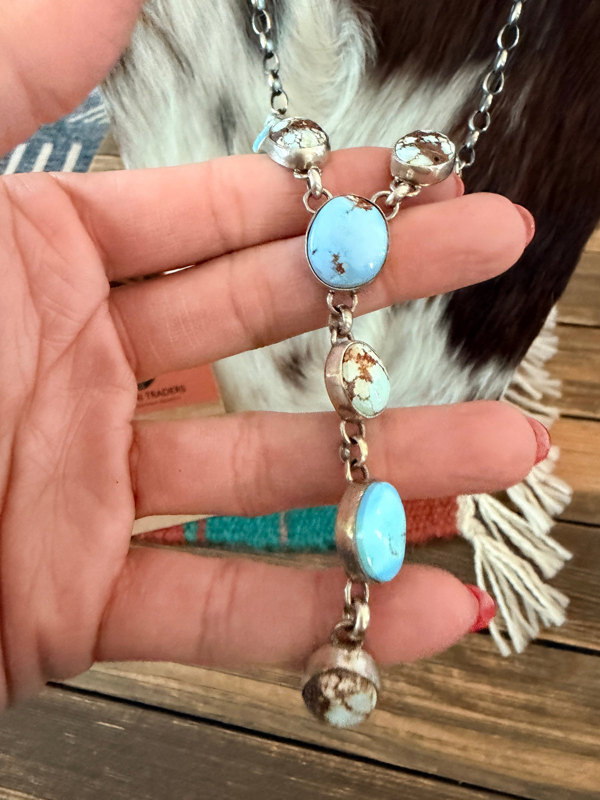 Handcrafted Golden Hills Turquoise & Sterling Silver Necklace and Earring Set