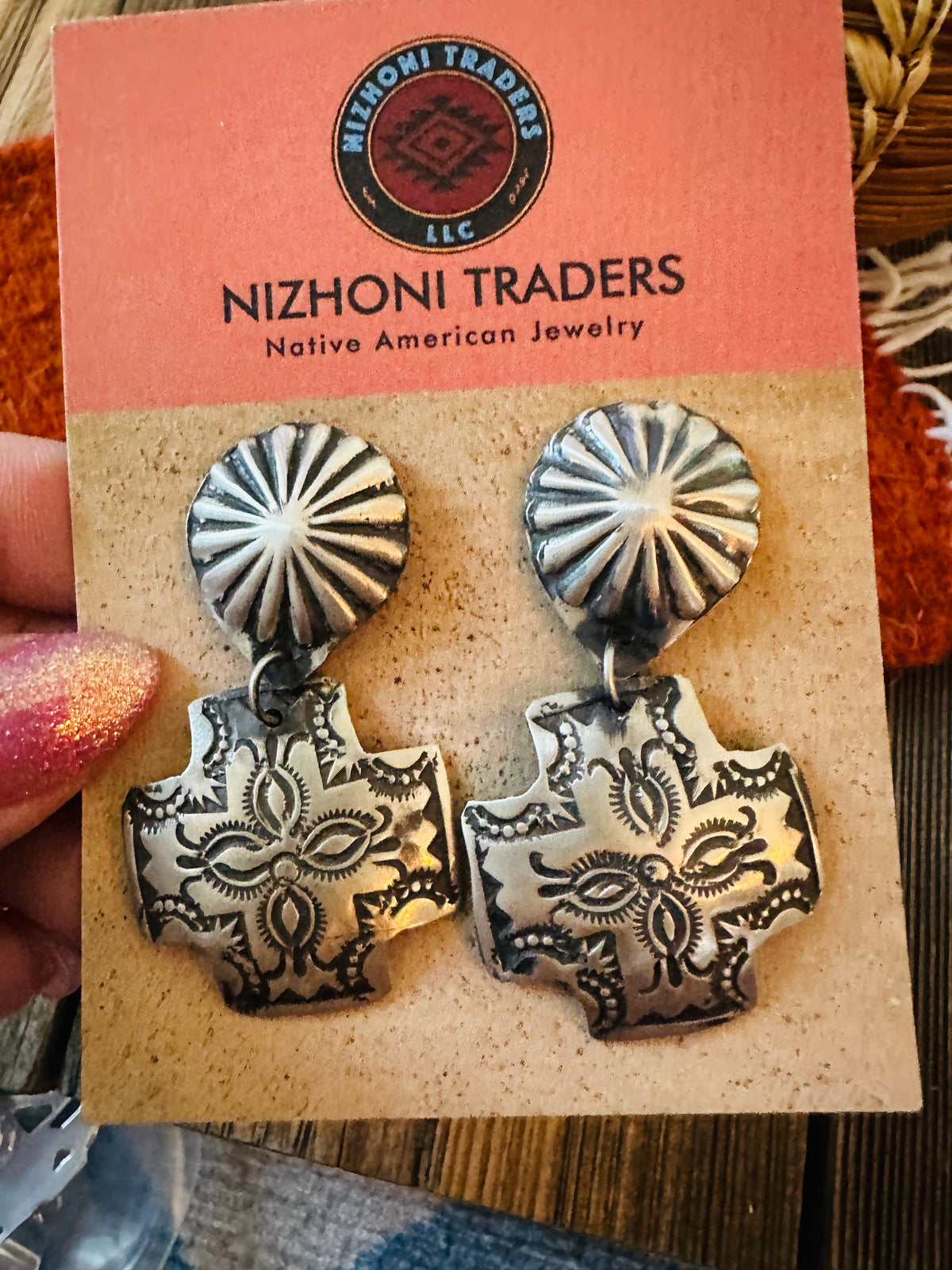 Handcrafted Sterling Silver Concho Dangle Earrings