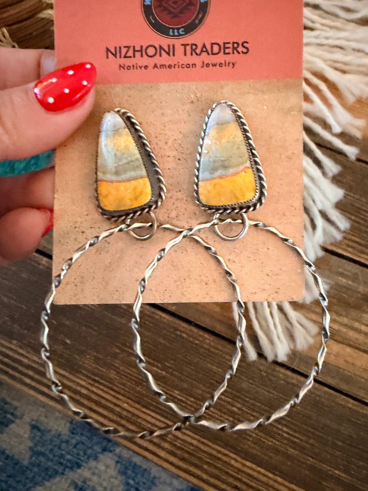 Handcrafted Bumblebee & Sterling Silver Hoop Earrings