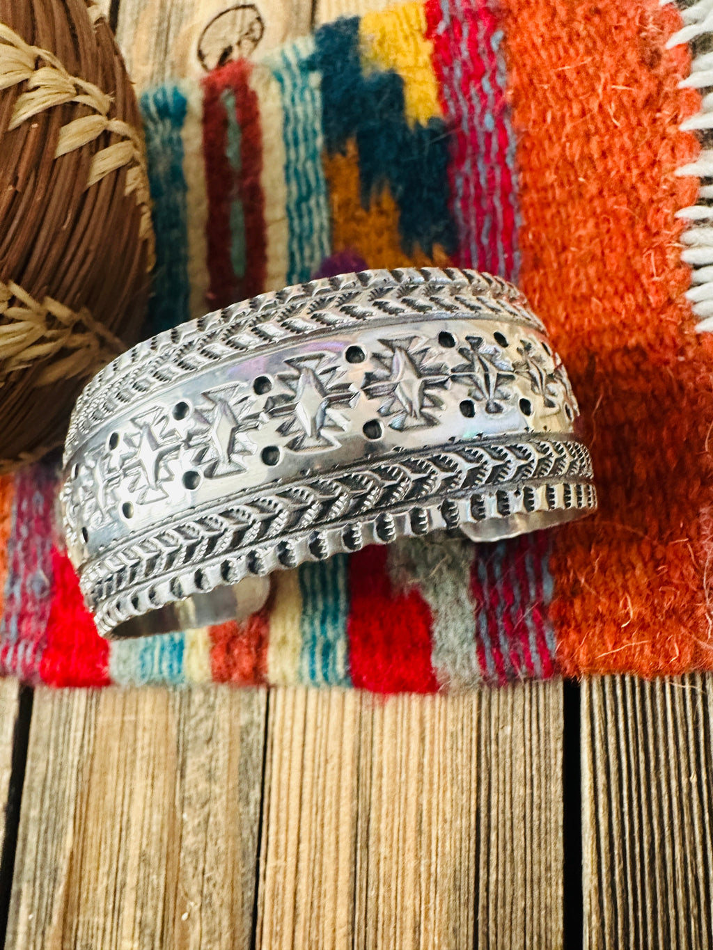 Handcrafted Old Pawn Sterling Silver Cuff Bracelet