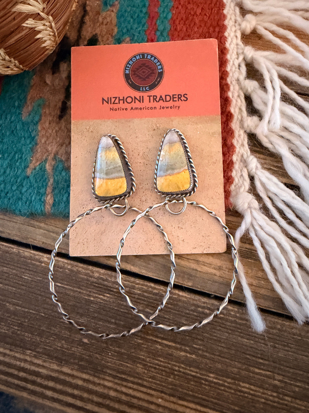 Handcrafted Bumblebee & Sterling Silver Hoop Earrings