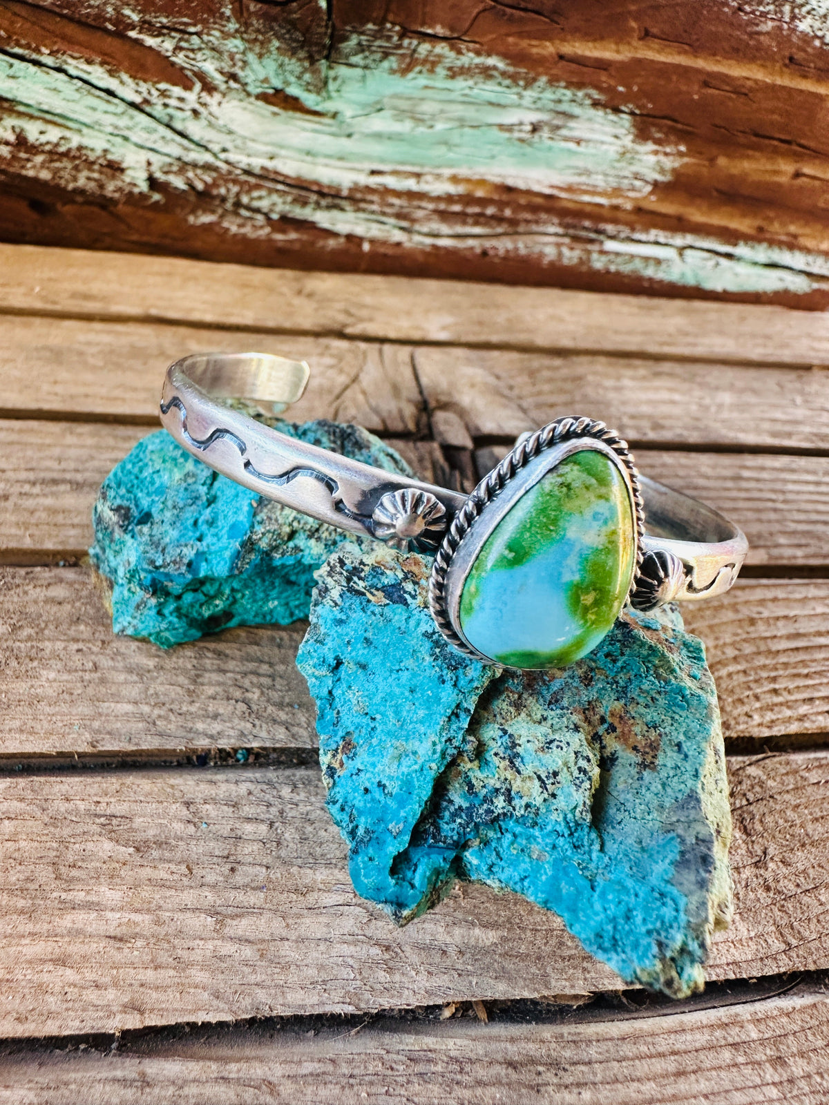 Handcrafted Sonoran Mountain Turquoise & Sterling Silver Cuff Bracelet