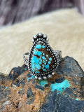 Handmade Sterling Silver Number 8 Turquoise Adjustable Ring "Signed Nizhoni"