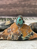 Handmade Sterling Silver Number 8 Turquoise Adjustable Ring "Signed Nizhoni"