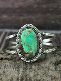 Handmade Sterling Silver Mantis Turquoise Bracelet "Signed Nizhoni"