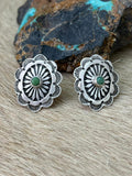 Handmade Sterling Silver Kingman Turquoise Post Studs Earrings "Signed Nizhoni"