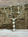 Handmade Sterling Silver White Buffalo Necklace & Earrings Set Signed Nizhoni