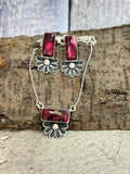 Handmade Sterling Silver Dahlia Rose Necklace Earrings Set, Signed Nizhoni (9)