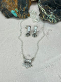 Handmade Sterling Silver Wildhorse Magnesite Necklace Earrings Set "Signed Nizhoni"