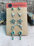 Handmade Sterling Silver Kingman Turquoise Post Studs Earrings Card Set