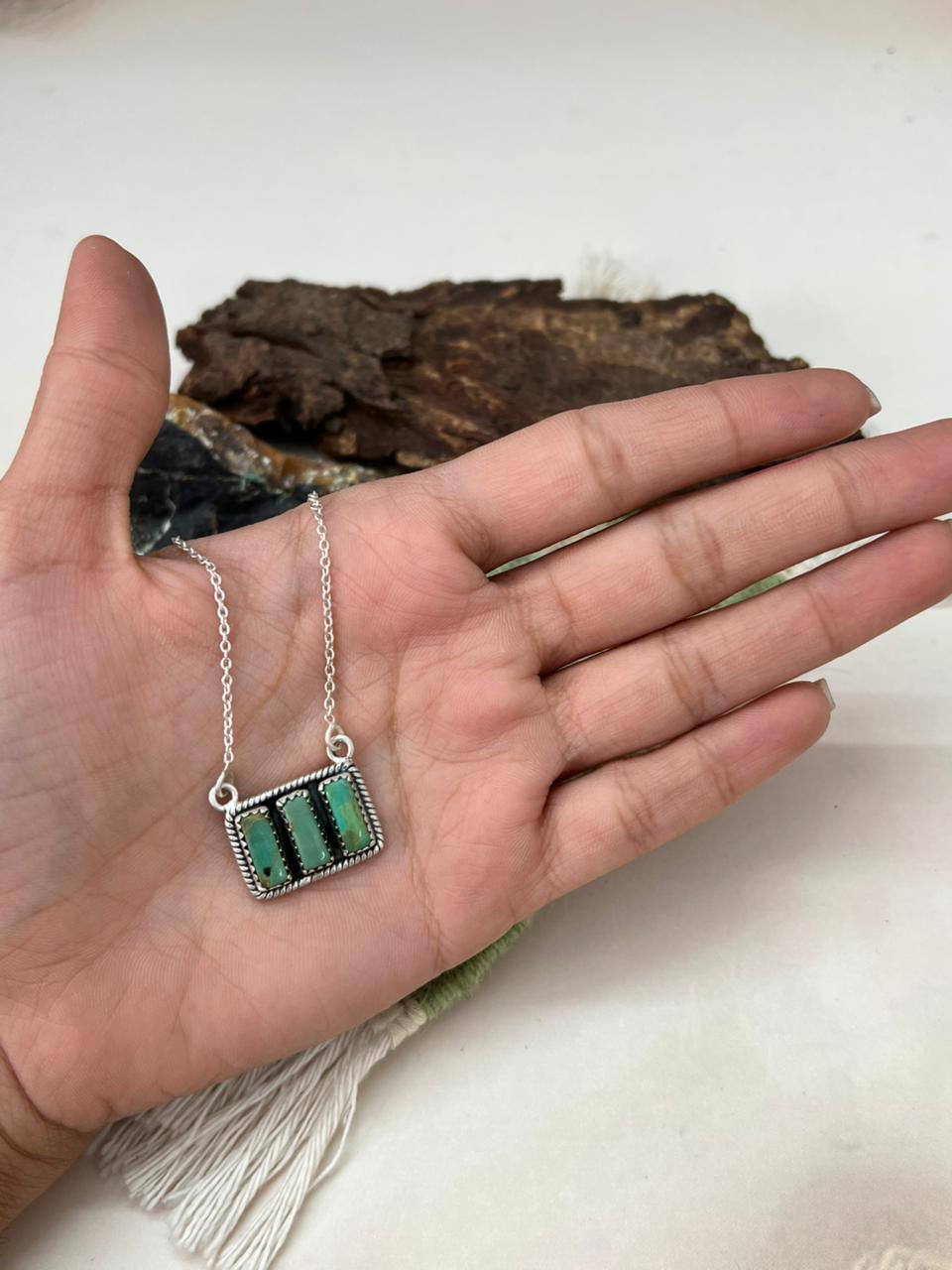 Handmade Sterling Silver Kingman Turquoise Necklace "Signed Nizhoni"