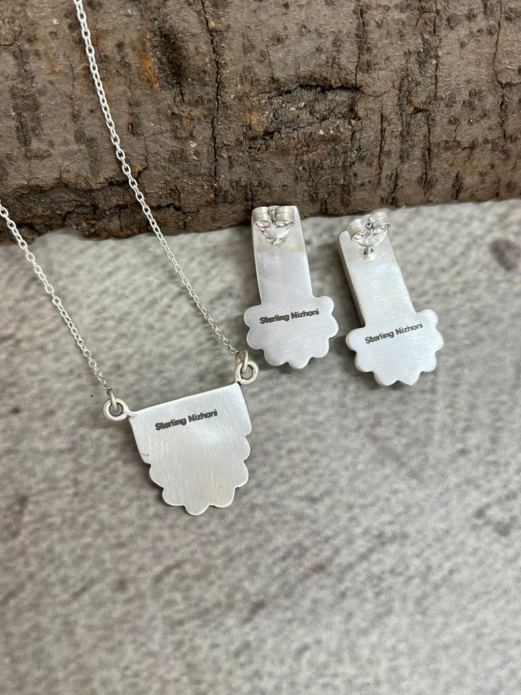 Handmade Sterling Silver Dahlia Rose Necklace Earrings Set, Signed Nizhoni (9)