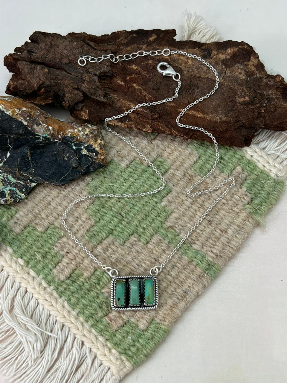 Handmade Sterling Silver Kingman Turquoise Necklace "Signed Nizhoni"