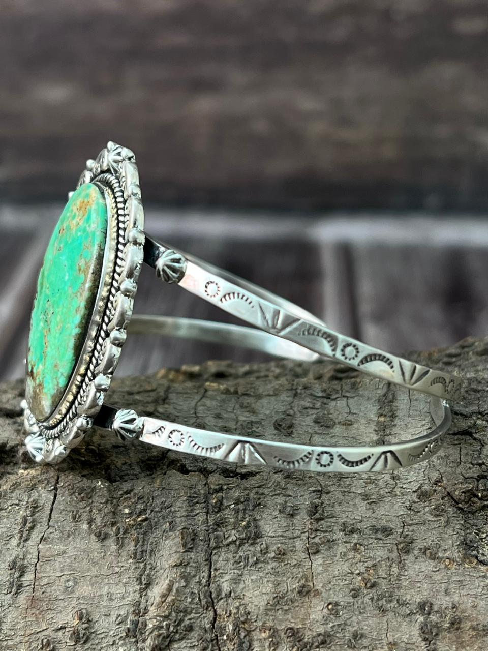 Handmade Sterling Silver Mantis Turquoise Bracelet "Signed Nizhoni"