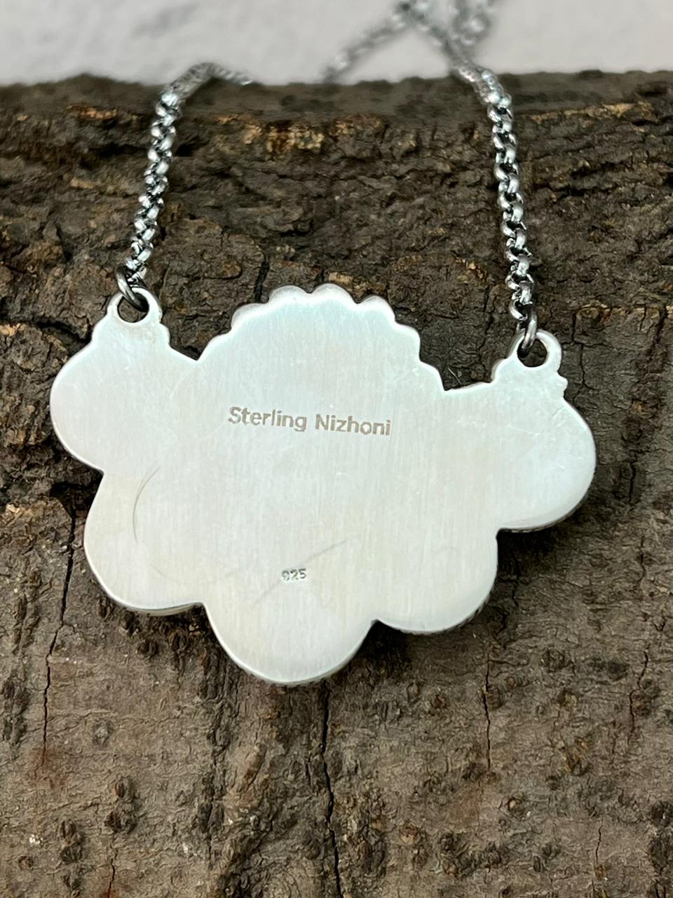 Handmade Sterling Silver Palomino Turquoise Necklace "Signed Nizhoni"