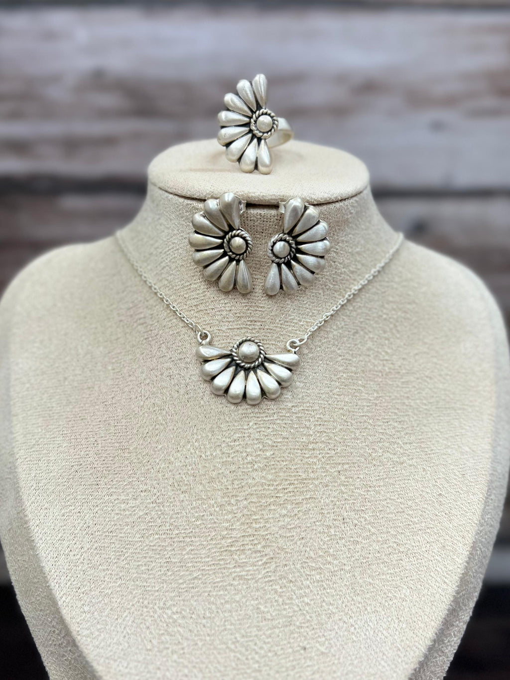 Handmade 'Sterling Silver' Necklace Earrings and Ring Set with Signed Nizhoni