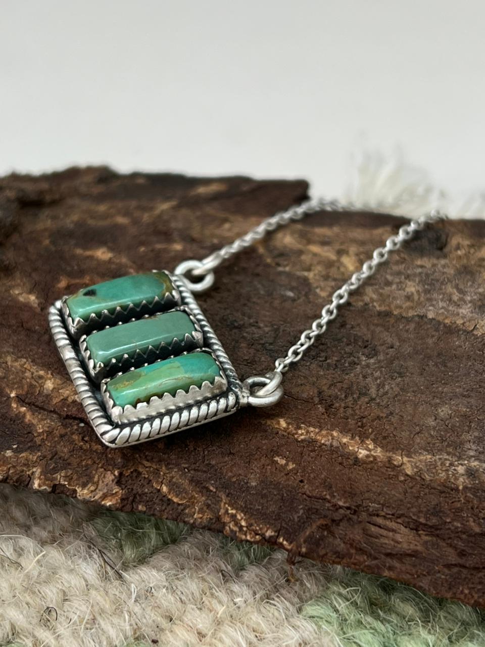 Handmade Sterling Silver Kingman Turquoise Necklace "Signed Nizhoni"