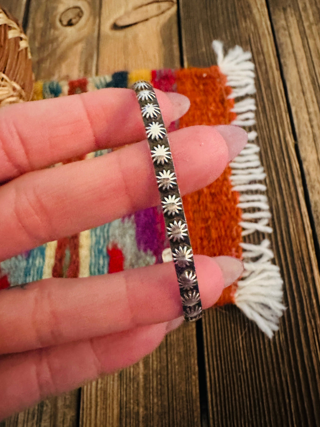 Handcrafted Sterling Silver Studded Stacker Cuff Bracelet