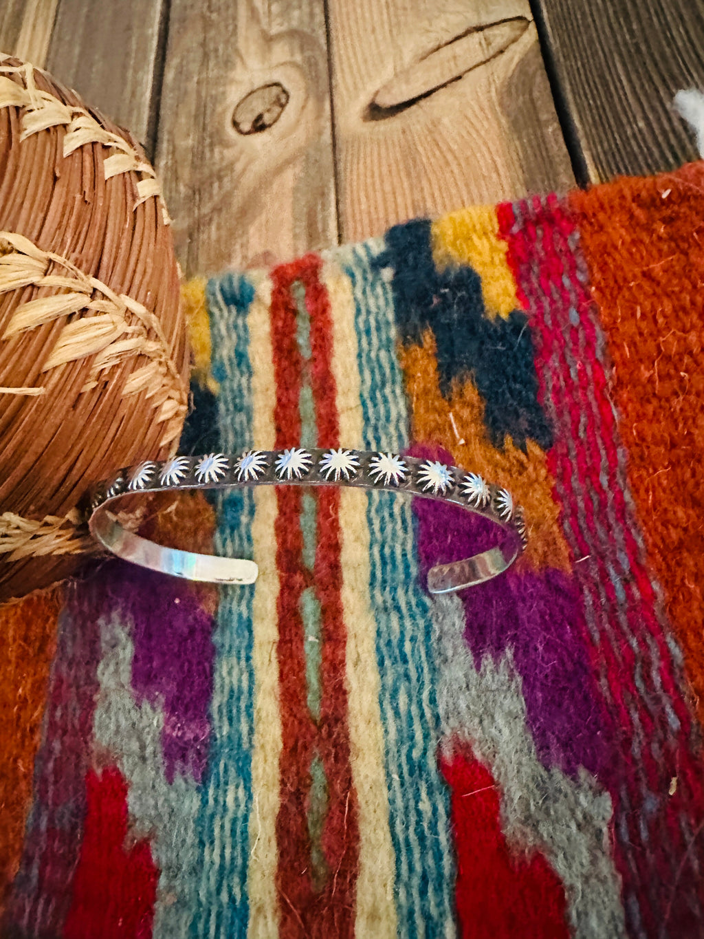 Handcrafted Sterling Silver Studded Stacker Cuff Bracelet