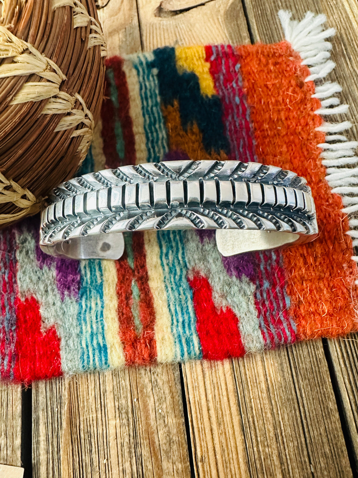 Handcrafted Old Pawn Sterling Silver Cuff Bracelet