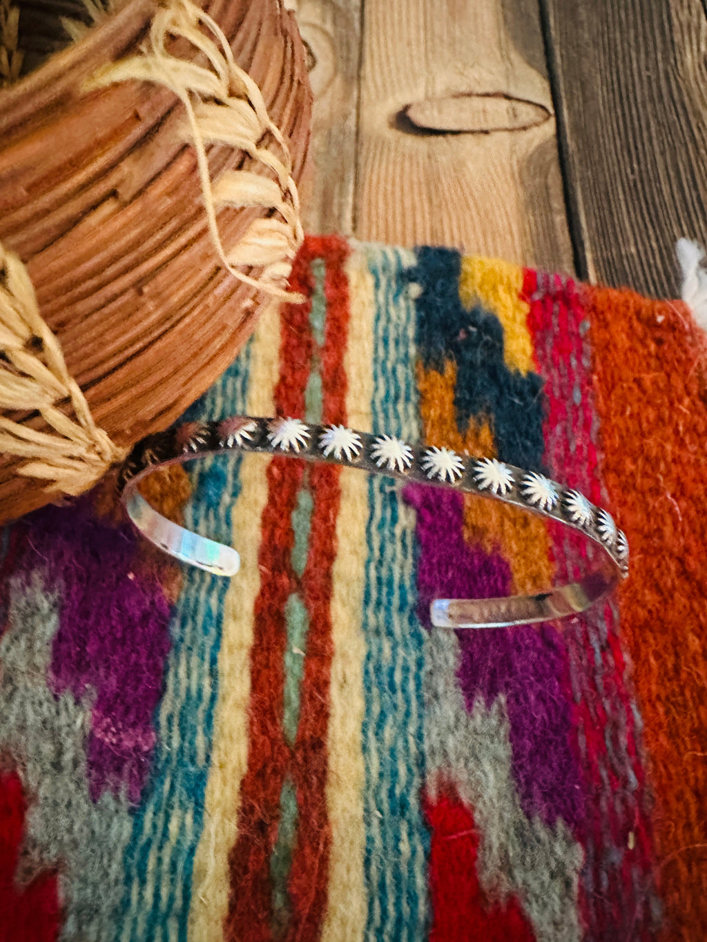 Handcrafted Sterling Silver Studded Stacker Cuff Bracelet