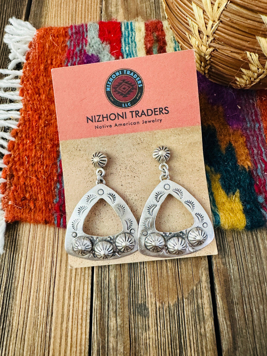 Handmade Sterling Silver Concho Dangle Earrings