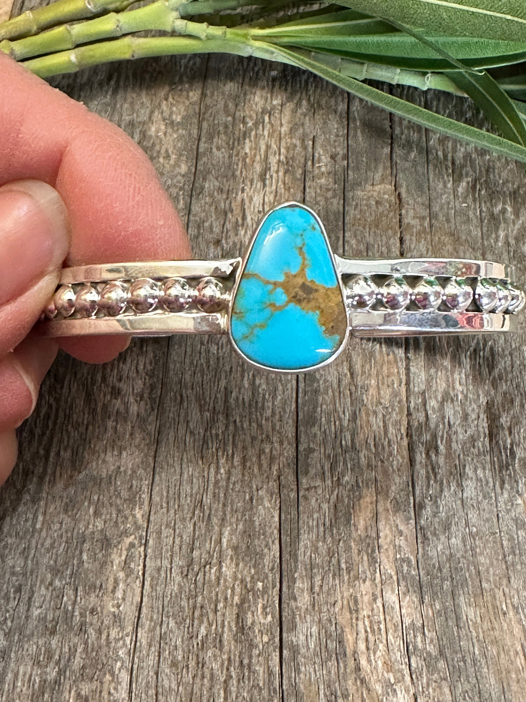 Handmade Turquoise Sterling Silver Tear Drop Cuff Bracelet