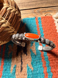 Handcrafted Sterling Silver and Coral Cuff Bracelet by Albert Jake