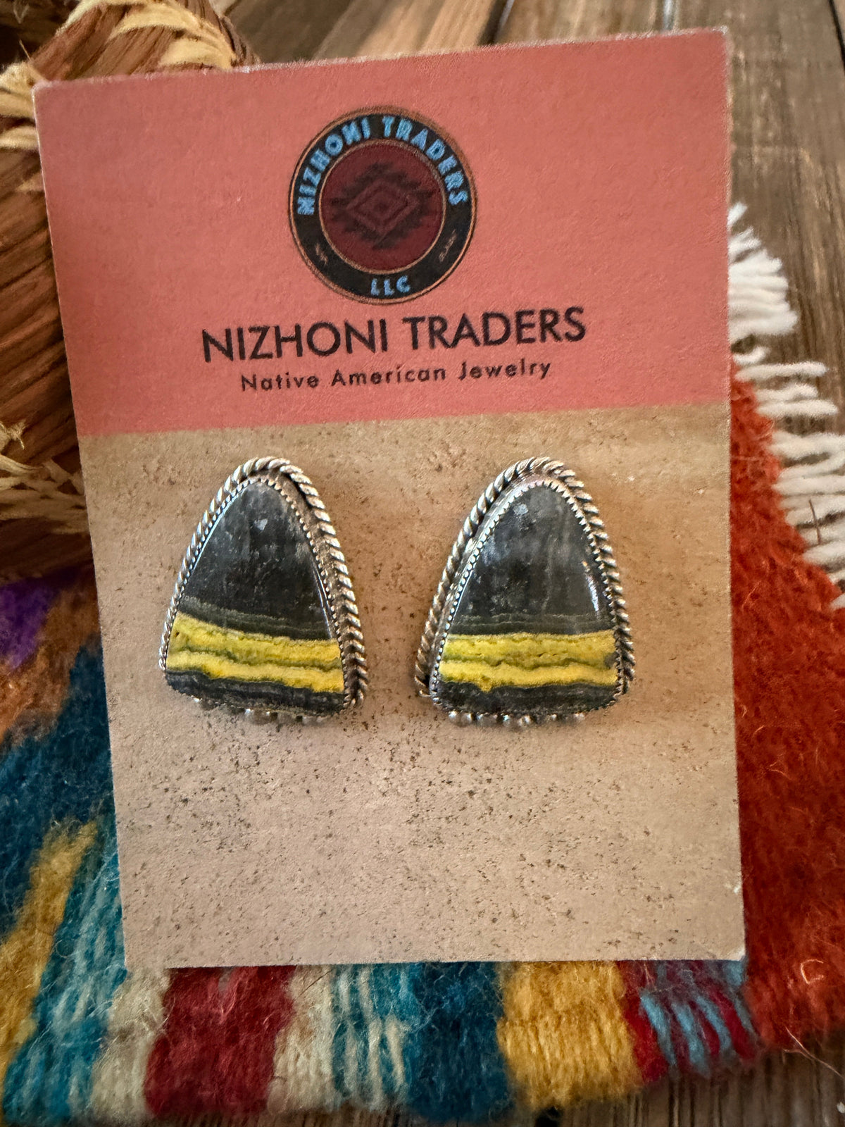 Handcrafted Bumblebee & Sterling Silver Post Earrings