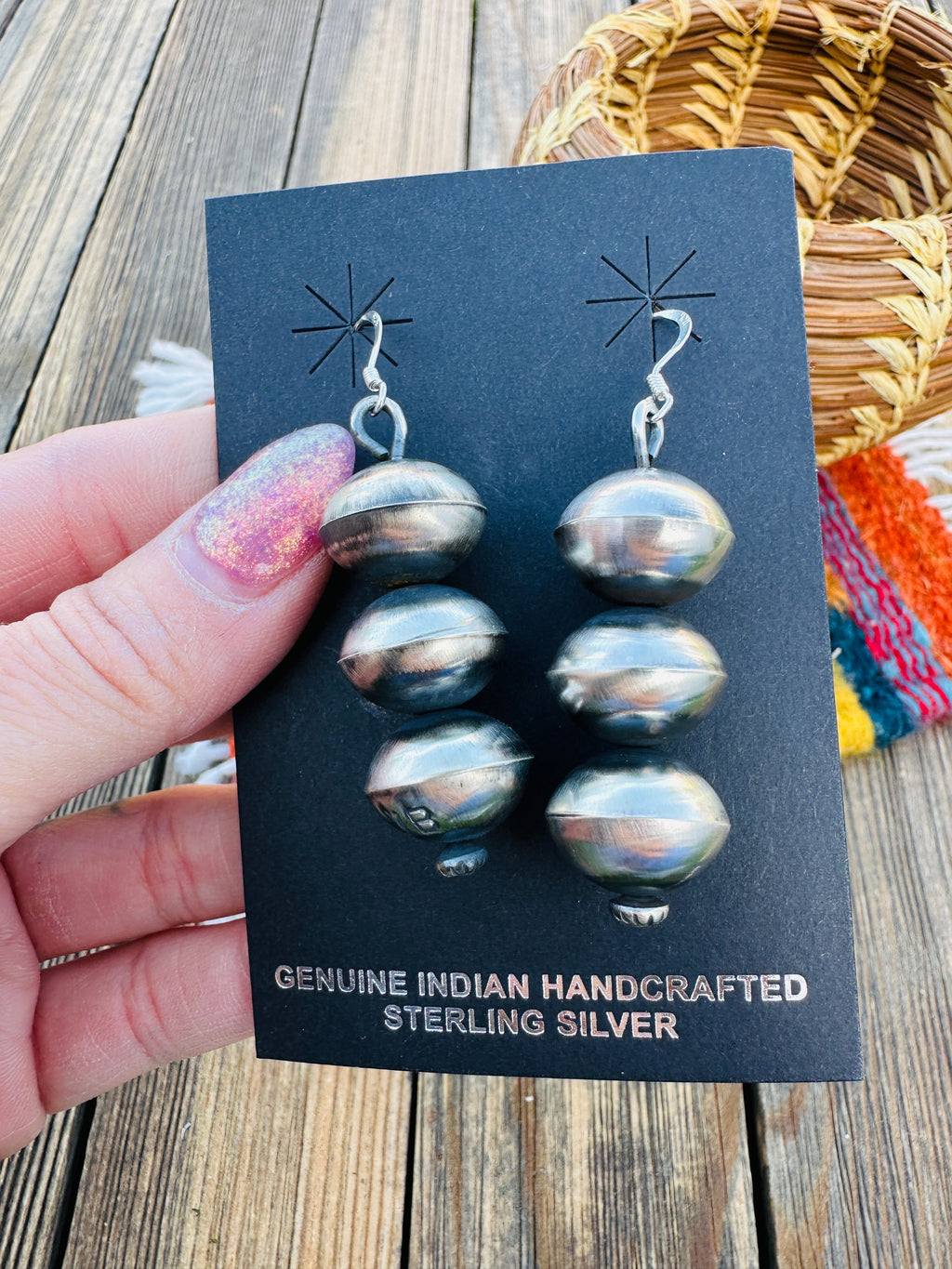 Handcrafted 12mm Sterling Silver Pearl Beaded Dangle Earrings