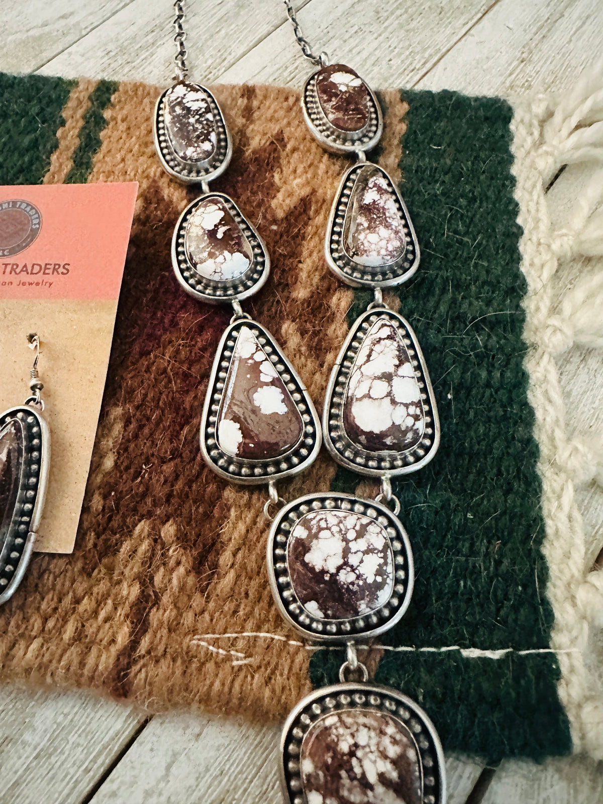 Handcrafted Wild Horse & Sterling Silver Lariat Necklace Set