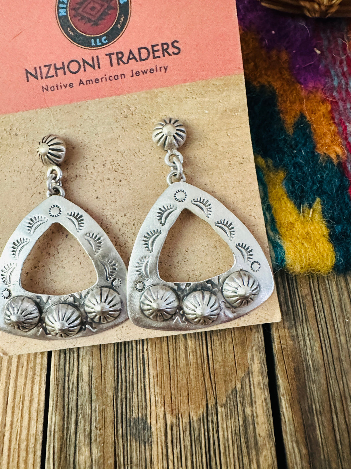 Handmade Sterling Silver Concho Dangle Earrings