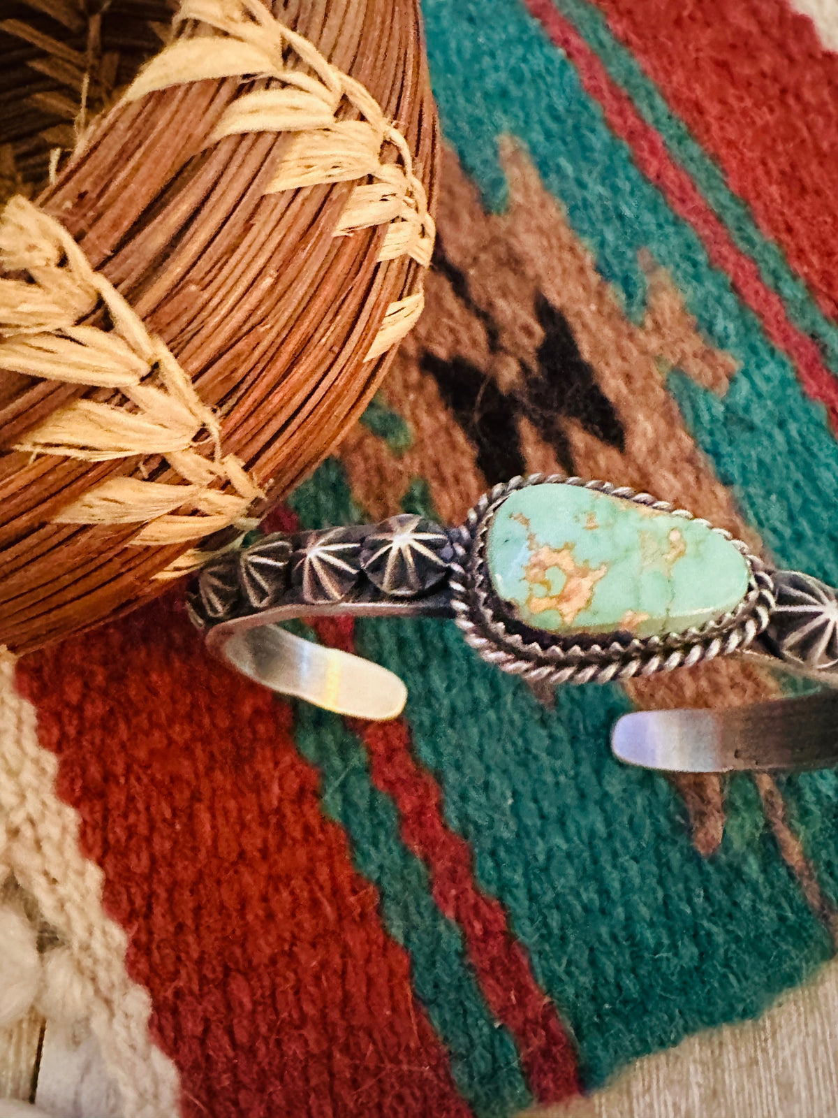 Handcrafted Turquoise & Sterling Silver Cuff Bracelet by Kevin Billah