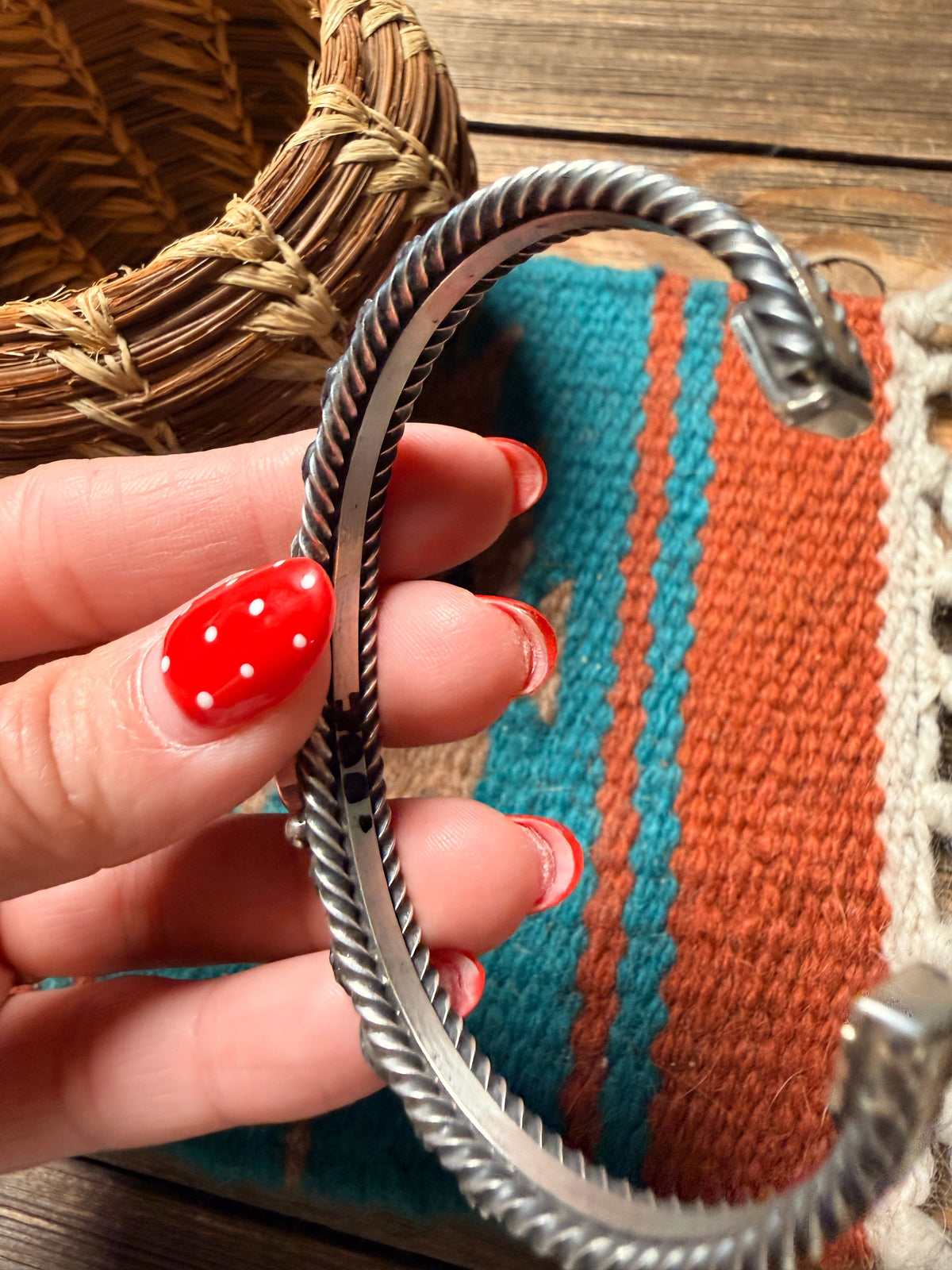 Handcrafted Sterling Silver and Coral Cuff Bracelet by Albert Jake
