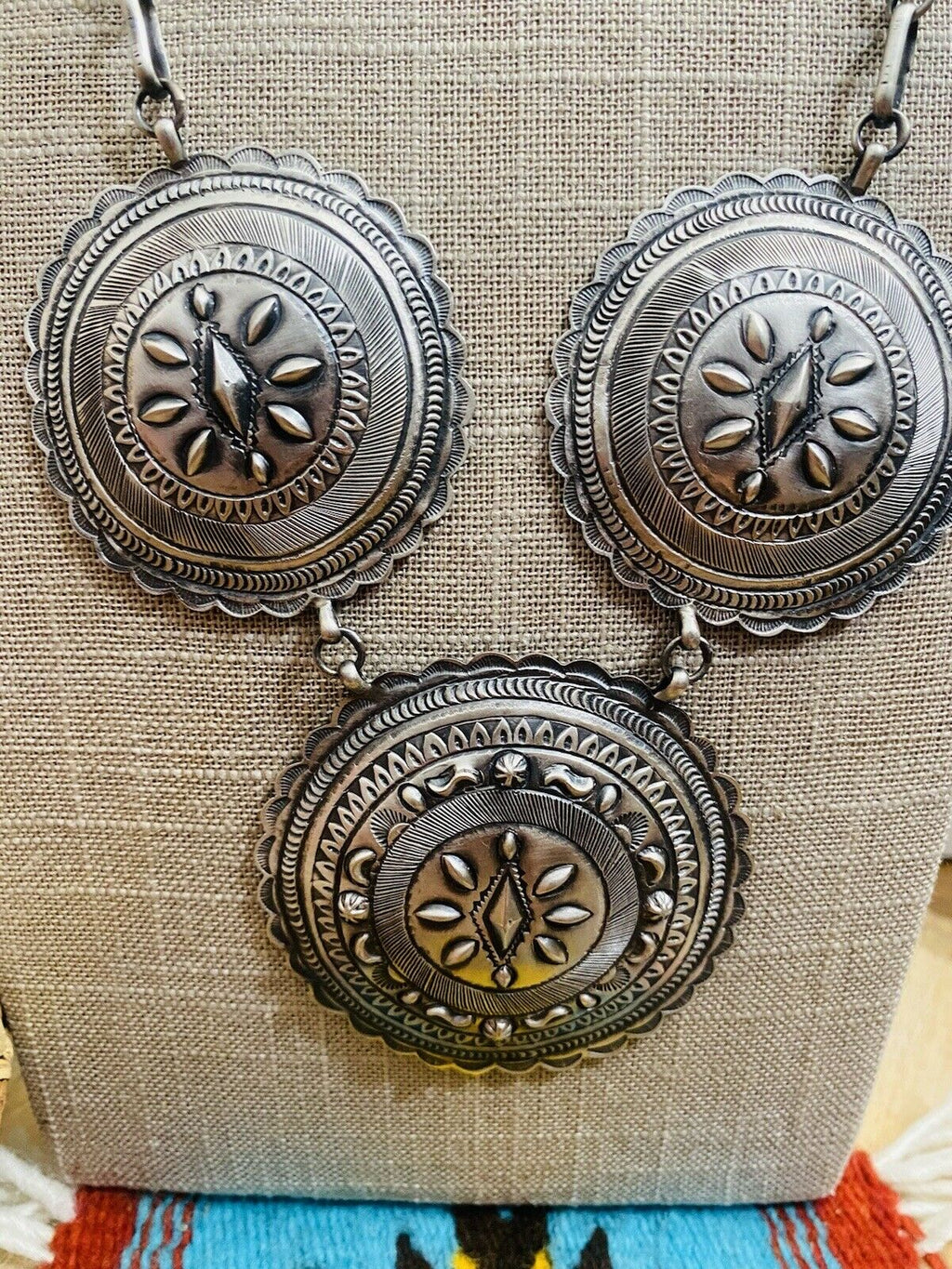 Handcrafted & Hand Stamped Sterling Silver Necklace & Earring Set By Eugene Charley