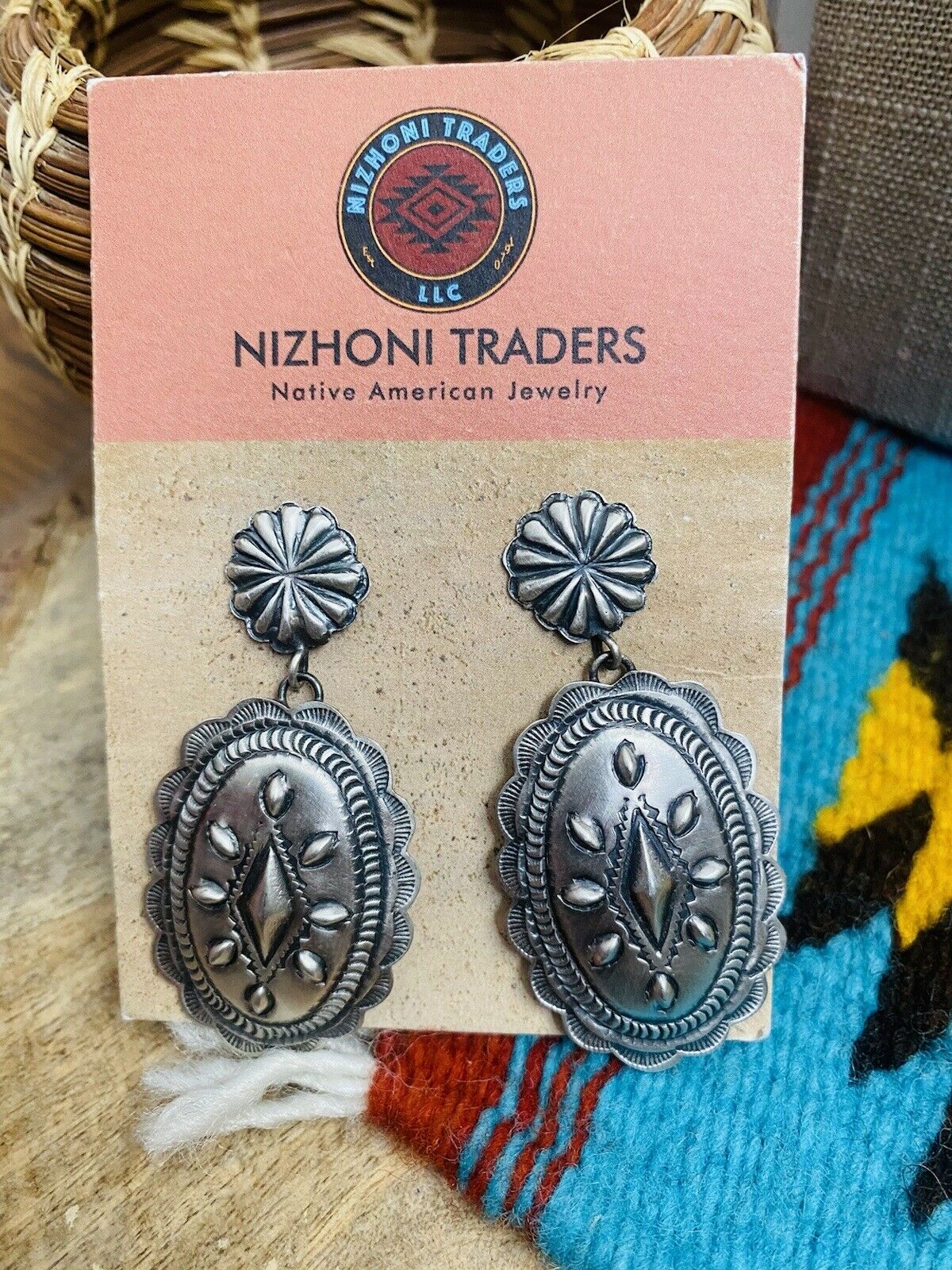 Handcrafted & Hand Stamped Sterling Silver Necklace & Earring Set By Eugene Charley