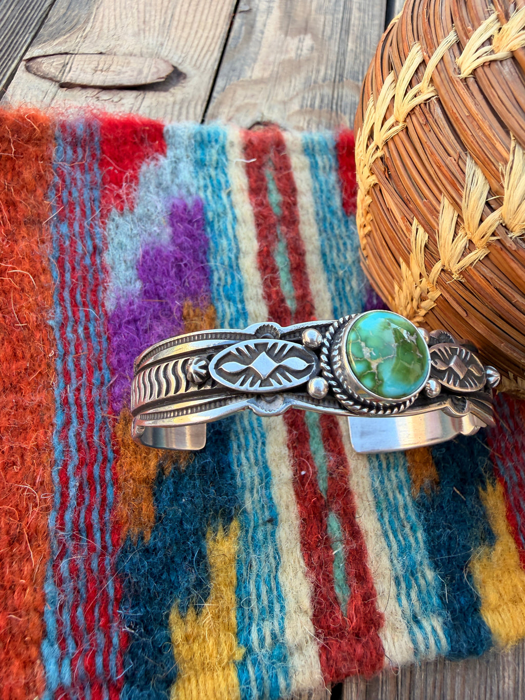 Handcrafted Sonoran Mountain Turquoise & Sterling Silver Cuff Bracelet by Happy Piasso