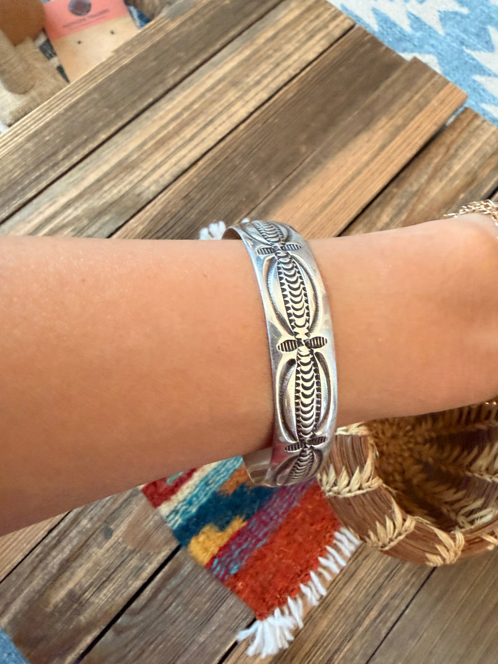 Hand Stamped Sterling Silver Cuff Bracelet