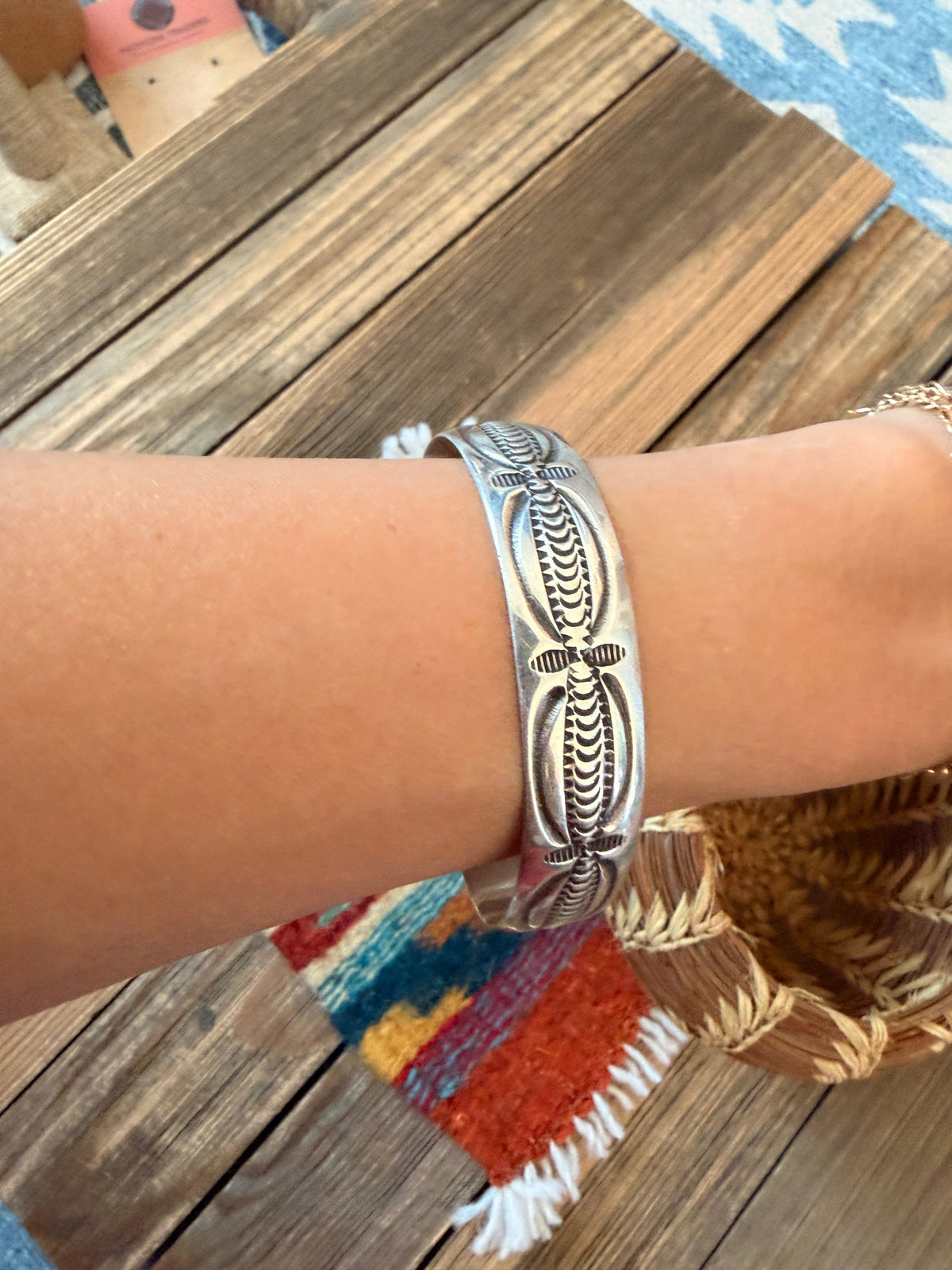 Hand Stamped Sterling Silver Cuff Bracelet