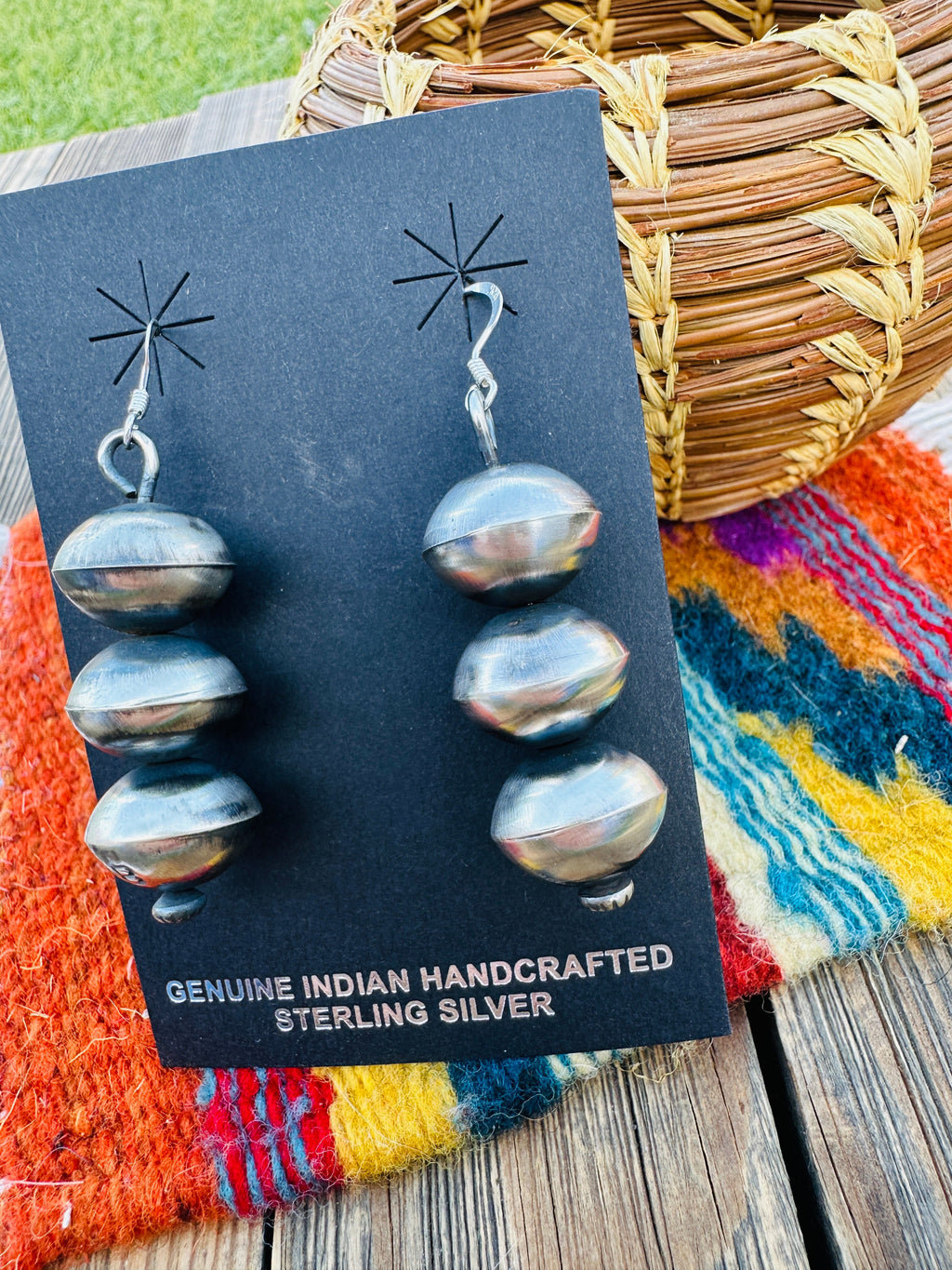 Handcrafted 12mm Sterling Silver Pearl Beaded Dangle Earrings