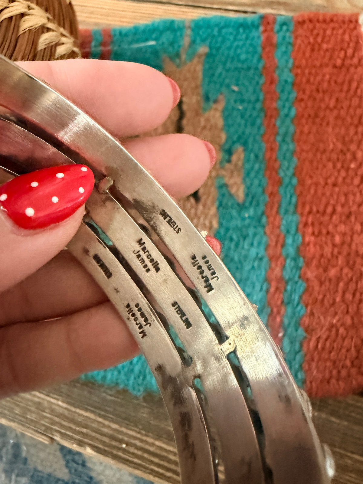 Handcrafted Sterling Silver & Turquoise Cluster Cuff Bracelet by Marcella James