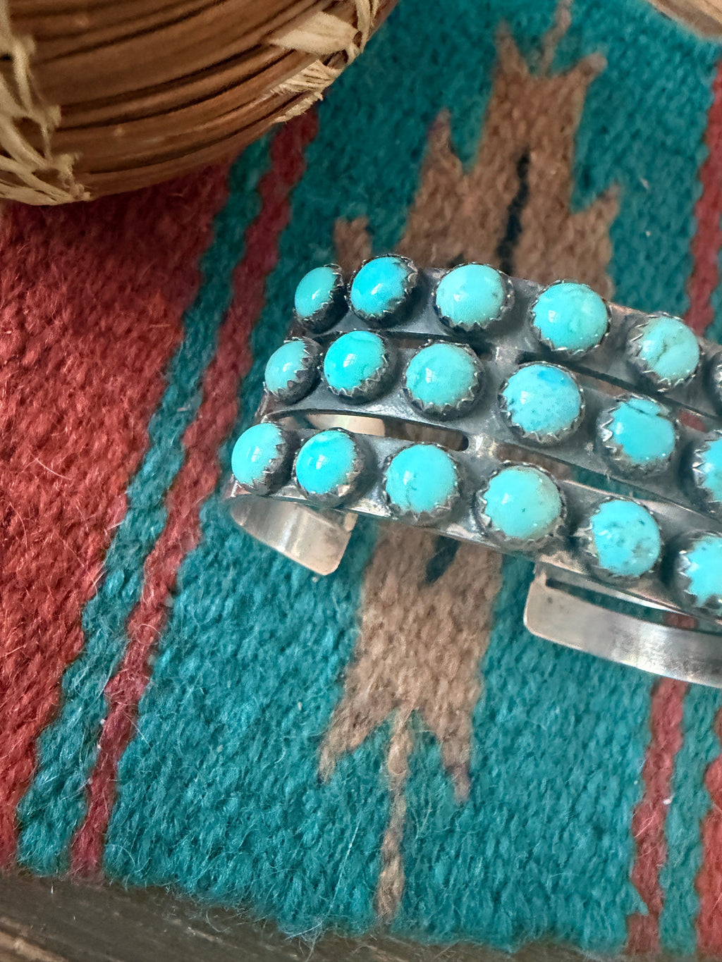 Handcrafted Sterling Silver & Turquoise Cluster Cuff Bracelet by Marcella James