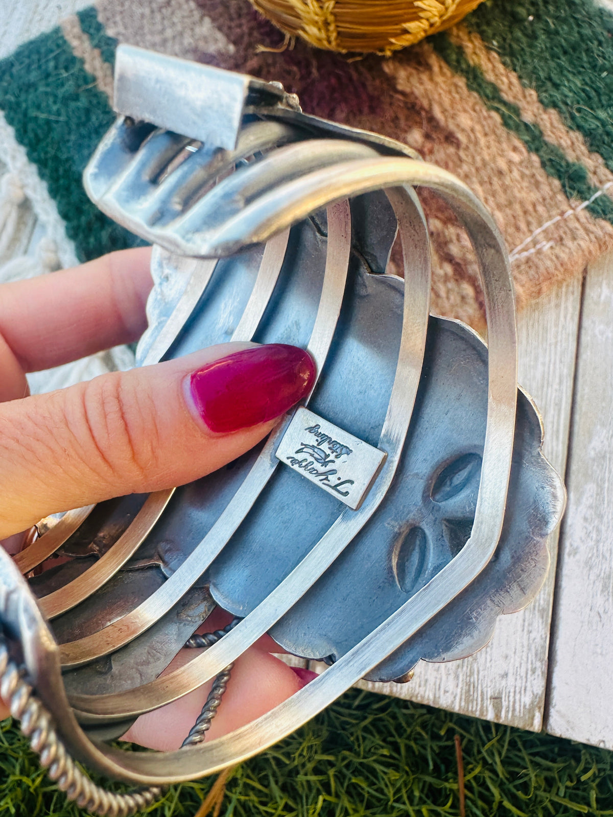 Handcrafted Sterling Silver Saddle Cuff Bracelet by Tim Yazzie