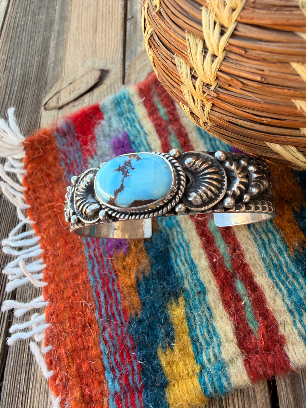 Handcrafted Golden Hills Turquoise & Sterling Silver Cuff Bracelet