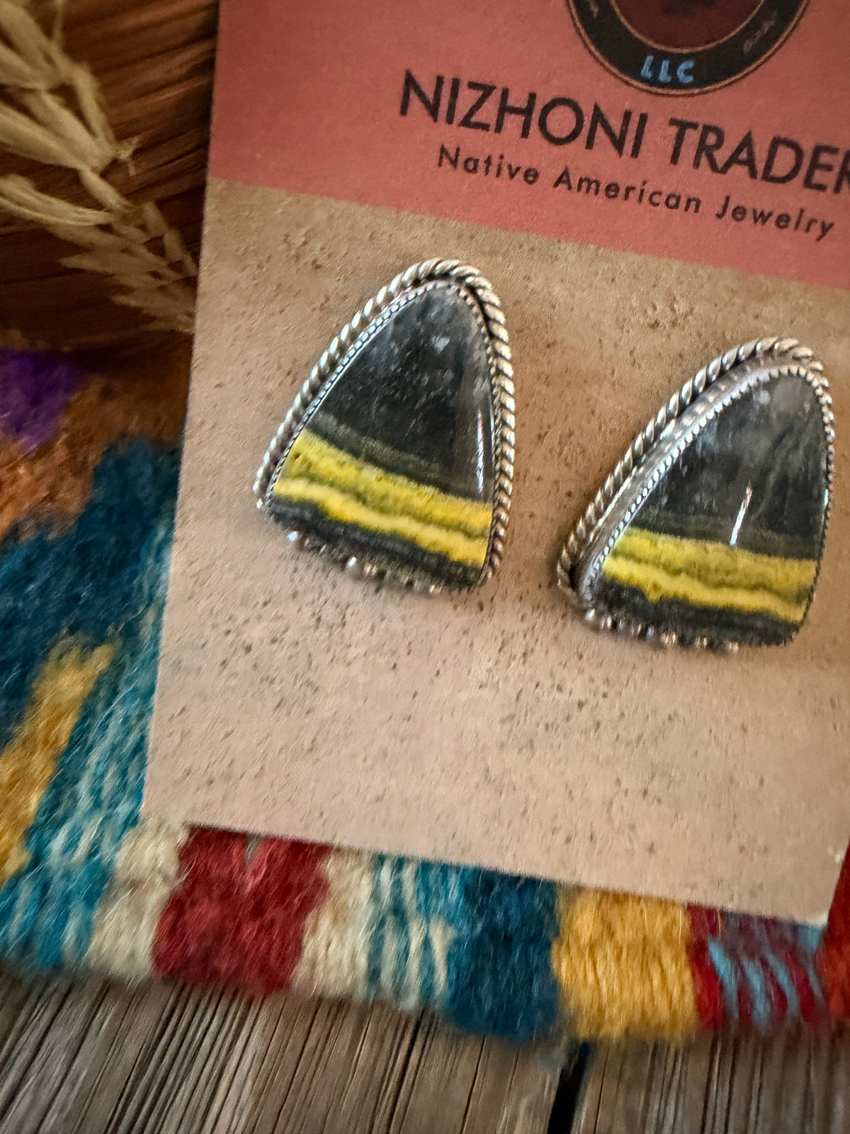 Handcrafted Bumblebee & Sterling Silver Post Earrings