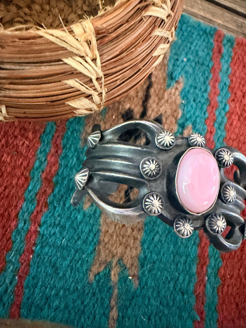 Handcrafted Queen Pink Conch & Sterling Silver Cuff Bracelet by Chimney Butte