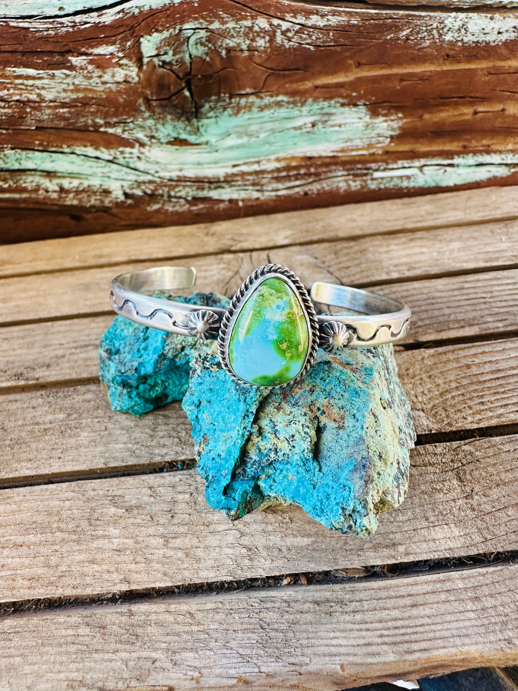 Handcrafted Sonoran Mountain Turquoise & Sterling Silver Cuff Bracelet